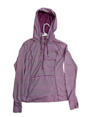 Tangerine activewear striped hoodie - deep raspberry & white - size L